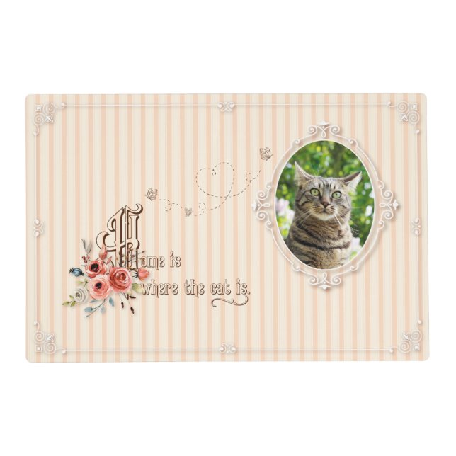 Vintage cat frame and quote Laminated Placemat (Front)