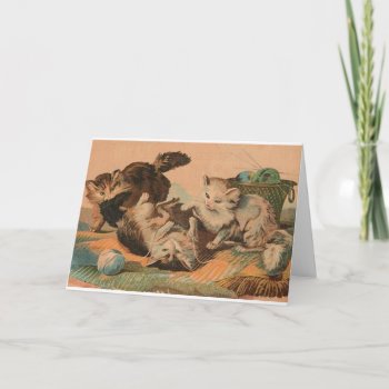 Vintage Cat Frolic Note Card by RetroMagicShop at Zazzle