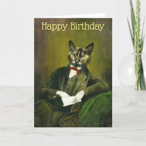 Vintage Cat Gentleman Birthday Card