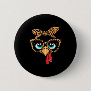 Vintage Cat Gift Store Leopard Print Thanksgiving Button
