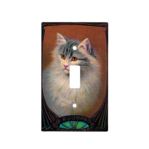 Vintage cat illustration art nouveau elegant light switch cover