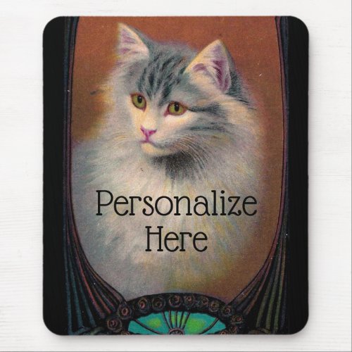 Vintage cat illustration art nouveau elegant  mouse pad