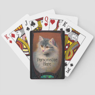 Vintage cat illustration art nouveau pet portrait poker cards