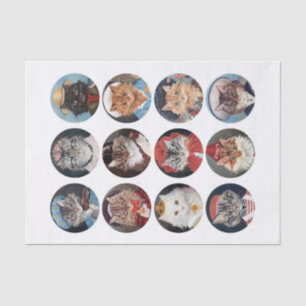 Vintage Cat Illustration by G L Barnes in Circles Tissue Paper