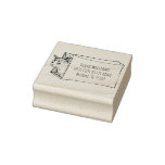 Vintage Cat Illustration Custom Return Address Rubber Stamp