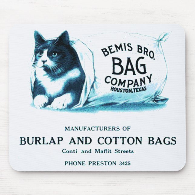 Vintage Cat in Bag Mousepad (Front)