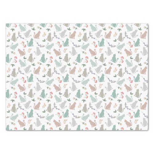 Vintage Cat in Floral Garden in White Tissue Paper