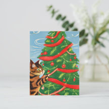 Vintage Cat Kitten Christmas Card