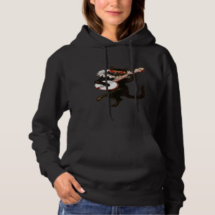 Vintage Cat Kitty Wearing Glasses Play Banjo Hoodie