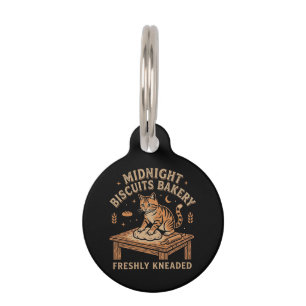 Vintage Cat Kneading Dough Midnight Biscuits Baker Pet ID Tag
