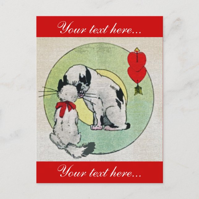 Vintage Cat Love Postcard (Front)