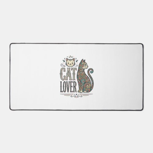 Vintage Cat Lover Engraving Style Graphic Shirt_1 Desk Mat