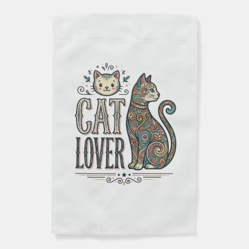 Vintage Cat Lover Engraving Style Graphic Shirt_1 Garden Flag
