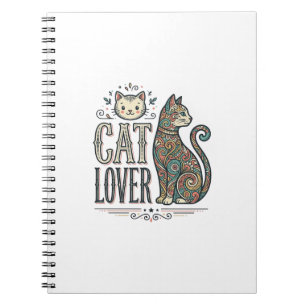 Vintage Cat Lover Engraving Style Graphic Shirt_1 Notebook