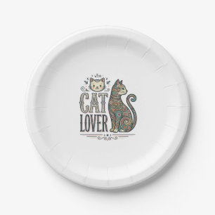 Vintage Cat Lover Engraving Style Graphic Shirt_1 Paper Plates