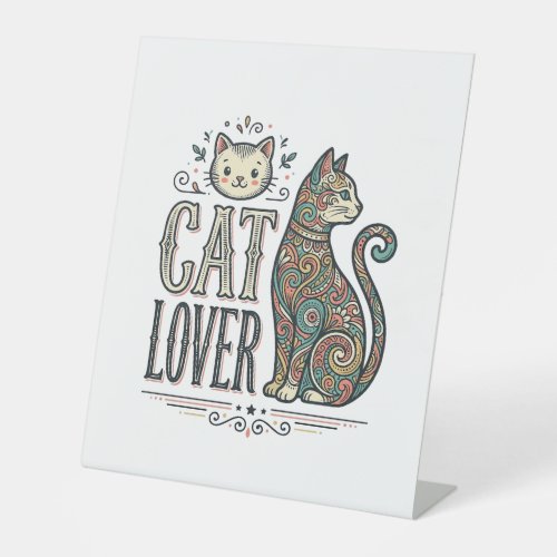 Vintage Cat Lover Engraving Style Graphic Shirt_1 Pedestal Sign