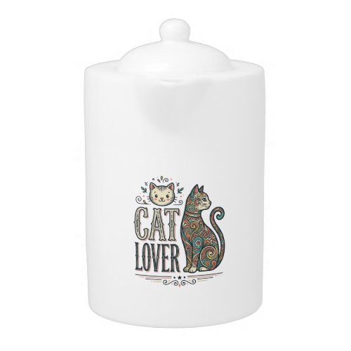 Vintage Cat Lover Engraving Style Graphic Shirt_1 Teapot