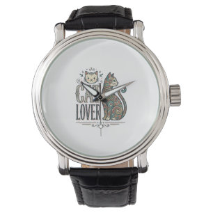 Vintage Cat Lover Engraving Style Graphic Shirt_1 Watch