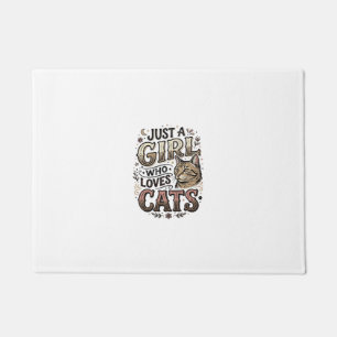 Vintage Cat Lover Girl Typography Design_1 Doormat