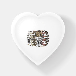 Vintage Cat Lover Girl Typography Design_1 Paperweight