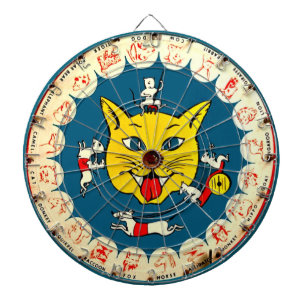 Vintage Cat Mice Toy Dart Game Kids Room Dartboard