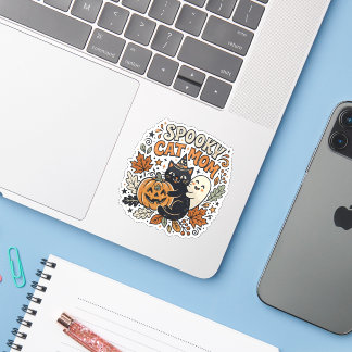 Vintage Cat Mom Halloween Graphic Sticker