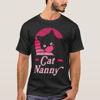 Vintage Cat Nanny 80s Style Cat Retro Distressed W T-Shirt