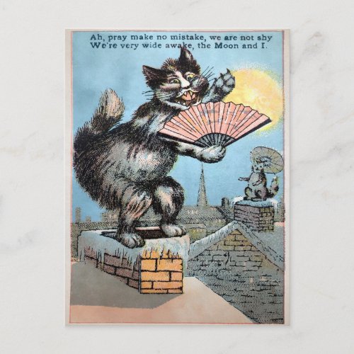 Vintage Cat on the Roof Postcard