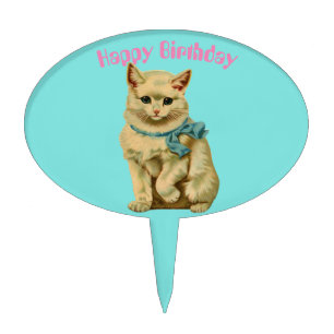 ~ VINTAGE CAT PAINTING ~ CAKE TOPPER