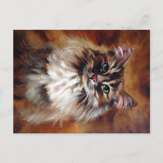 Vintage Cat painting |Cute Cat Design Announcement Postcard