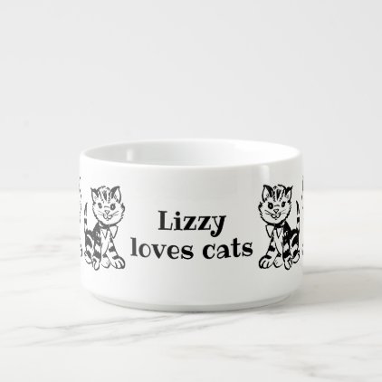 Vintage cat pattern with your name bowl