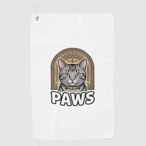 Vintage Cat Paws Engraving Style Graphic Design_1 Golf Towel