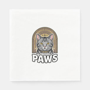 Vintage Cat Paws Engraving Style Graphic Design_1 Napkins