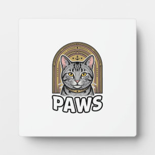 Vintage Cat Paws Engraving Style Graphic Design_1 Plaque