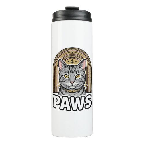 Vintage Cat Paws Engraving Style Graphic Design_1 Thermal Tumbler