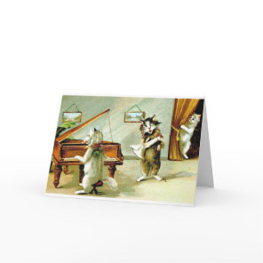 Vintage Cat Piano Recital and Opera Note Card
