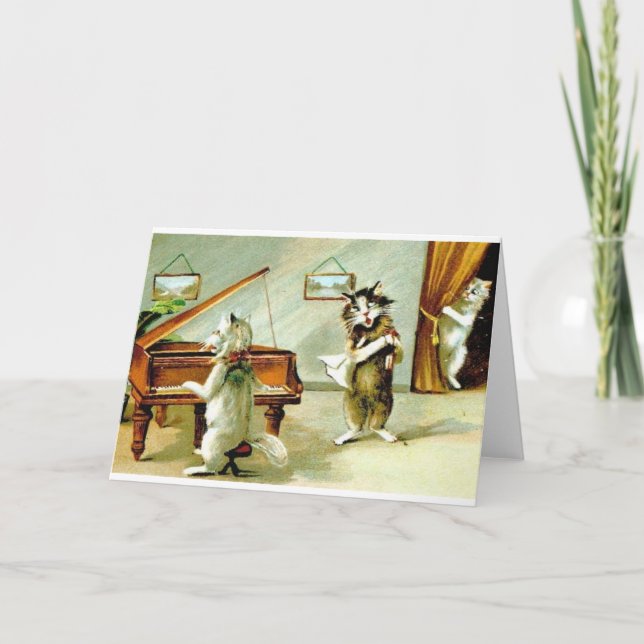 Vintage Cat Piano Recital and Opera Note Card (Front)