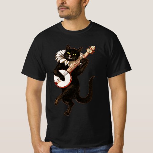 Vintage Cat Playing Guitar T_Shirt