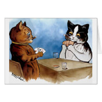 Vintage Cat Poker Player Card by Louis Wain