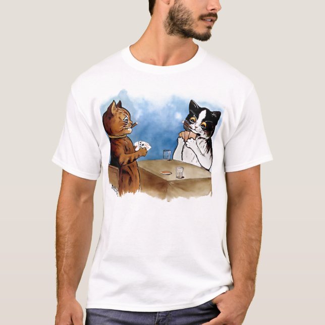 Vintage Cat Poker T-Shirt by Louis Wain (Front)