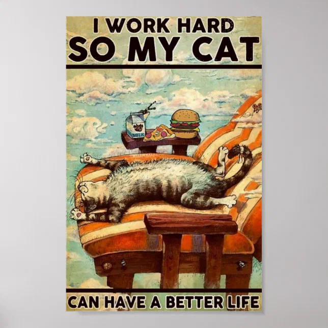 Vintage cat poster | Zazzle
