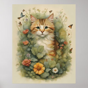Vintage Cat Print, Value Poster Paper (Matte)