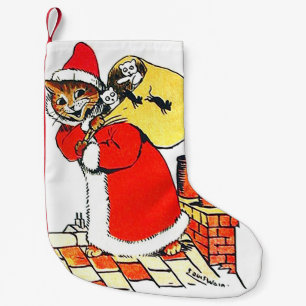 Vintage Cat Santa Claus (Christmas), Louis Wain Small Christmas Stocking