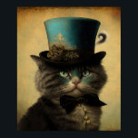Vintage Cat Self Portrait in Blue Fashioned Hat Poster<br><div class="desc">This vintage poster print for cat lovers and cat owners. The poster shows a self portrait cat in blue fashioned hat. He's shown against the vintage wall background. The poster would be perfect for anyone who likes cats and vintage cat art. You can change the size of the poster to...</div>