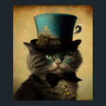 Vintage Cat Self Portrait in Blue Fashioned Hat Poster<br><div class="desc">This vintage poster print for cat lovers and cat owners. The poster shows a self portrait cat in blue fashioned hat. He's shown against the vintage wall background. The poster would be perfect for anyone who likes cats and vintage cat art. You can change the size of the poster to...</div>