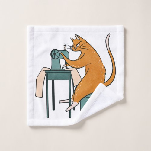Vintage Cat Sewing Bath Towel Set
