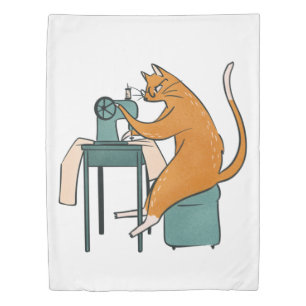 Vintage Cat Sewing Duvet Cover