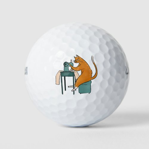 Vintage Cat Sewing Golf Balls