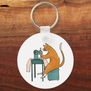 Vintage Cat Sewing Keychain