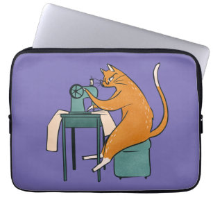 Vintage Cat Sewing Laptop Sleeve